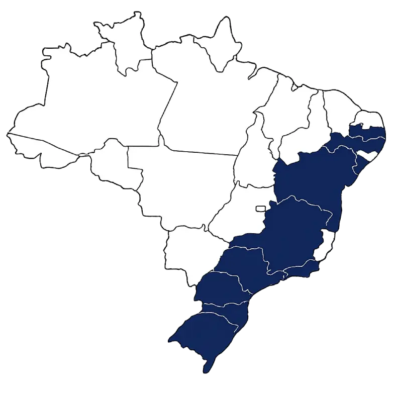 Mapa do Brasil com os estados que atuamos